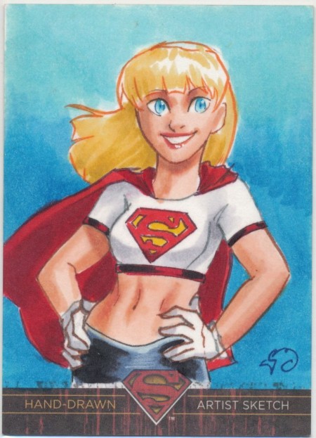 Hand Drawn Art Card of Supergirl