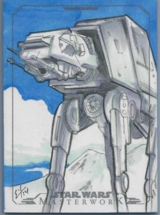 AT AT Star Wars Sketch Card by Erik Hodson