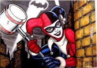 Sketch Card Artist of the Day 5/23/15 - Artist Jason Saldajeno Gorgeous SketchCard Sketch Card of Harley Quinn from the Batman Universe
