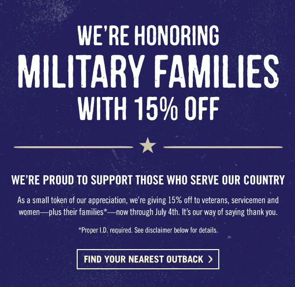 Outback Steakhouse is Honoring the Military Through July 4th