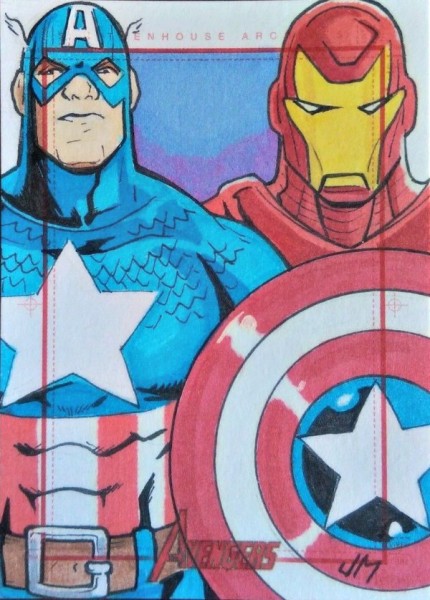 2012 Marvel Greatest Heroes Captain America and Iron Man Sketch Card Jake Minor Sketch Card Artist