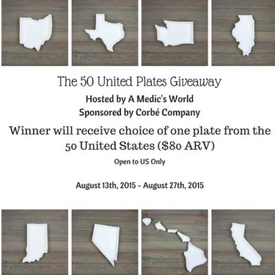 The Fifty United Plates Giveaway - Win a Custom Porcelain Plate of Your State - Awesome designs, Food Safe, Microwave Safe, Oven Safe, Dishwasher Safe - Ends 8/27