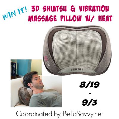 HoMedics 3D Shiatsu & Vibrations Massage Pillow with Heat Giveaway Ends 9/3