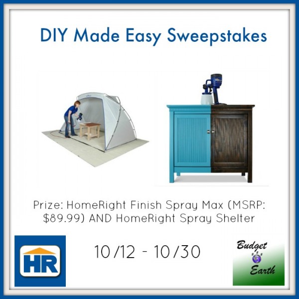 Enter to win a HomeRight Finish Spray Max and HomeRight Spray Shelter to get your DIY projects done at home. These look awesome, and would make a great addition to any home. Good Luck, and be sure to visit the rest of the site. ~Tom  Ends 10/30