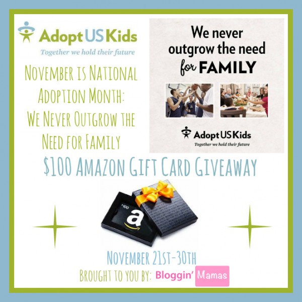 National Adoption Month - Enter to win a $100 Amazon Gift Card Ends 11/30