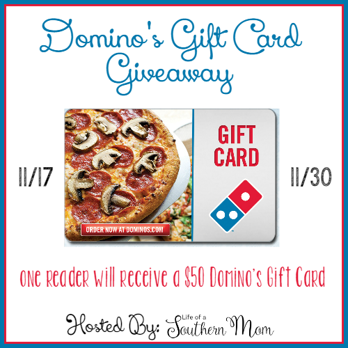 One reader will receive a $50 Domino's $50 Gift Card Ends 11/30