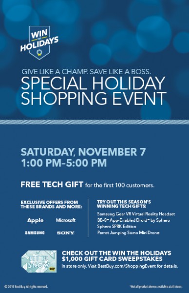 Special Holiday Shopping Event at Best Buy - 11/7 Only Get some amazing deals, and be part of an amazing event.