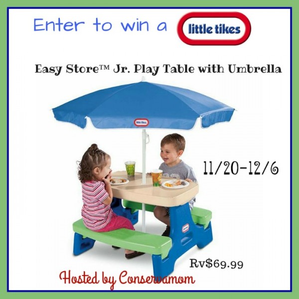 Enter to win a Easy Store™ Jr. Play Table with Umbrella Ends 12/6