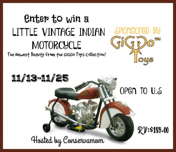 Little Vintage Indian Motorcycle Ride On Enter to win one, ends 11/25