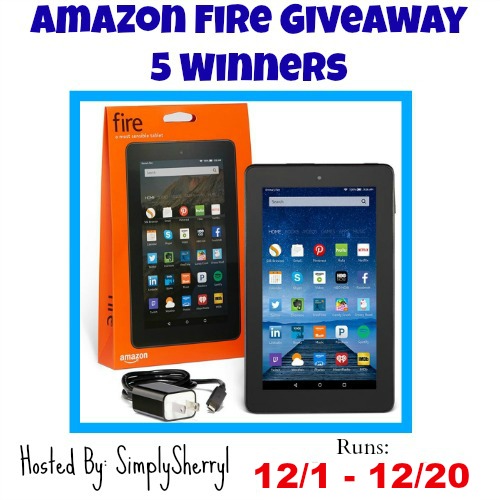 Amazon Fire Giveaway - 5 Winners! Great chance for you to win this fantastic tablet. Good Luck. ~Tom
