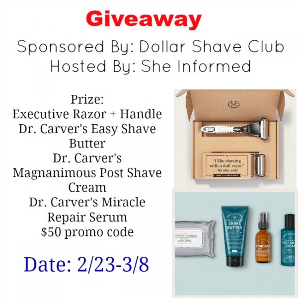 Dollar Shave Club Giveaway - Ends 3/8 This looks like an amazing prize pack. Good Luck from Tom's Take On Things.