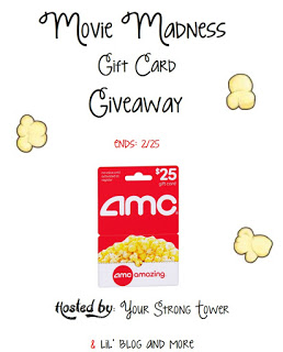 Movie Madness Giveaway - Win a $25 AMC Gift Card Ends 2/25 Good Luck from A Medic's World Have a great day! ~Tom