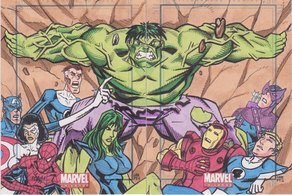 Sketch Card Art of the Day Hulk and Others drawn by the talented Lak Lim, I have always liked his artwork
