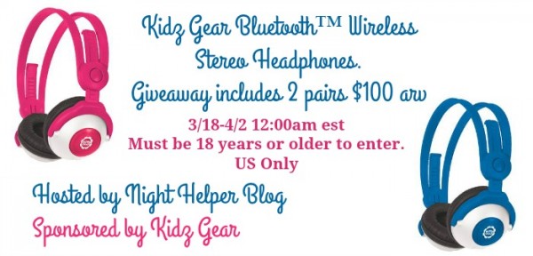 Kidz Gear Bluetooth Wireless Stereo Headphones Giveaway Ends 4/2 Good Luck from Tom's Take On Things