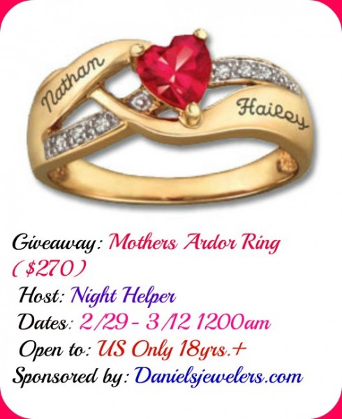 Win a Beautiful Mothers Ardor Ring Ends 3/12 Good Luck from Tom's Take On Things