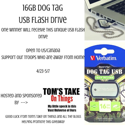 16GB Dog Tag USB Drive Giveaway Good Luck from Tom's Take On Things Support Our Troops