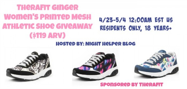 Therafit Ginger Women's Printed Mesh Athletic Shoe Giveaway Ends 5/4 Good Luck from Tom's Take On Things