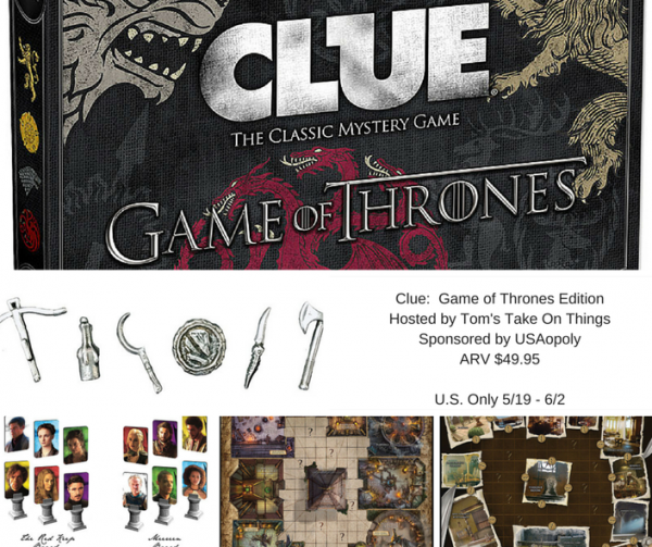 Clue: Game of Thrones Edition Board Game Giveaway Ends 6/2 Good Luck from Tom's Take On Things