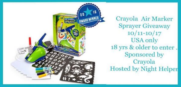 Crayola Air Marker Sprayer Giveaway - Let the artist free! Good Luck from Tom's Take On Things, make my day, and share my site with others!