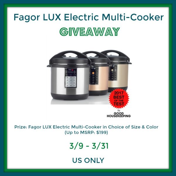 Fagor LUX Electric Multi-Cooker Giveaway - Cook Up A Storm