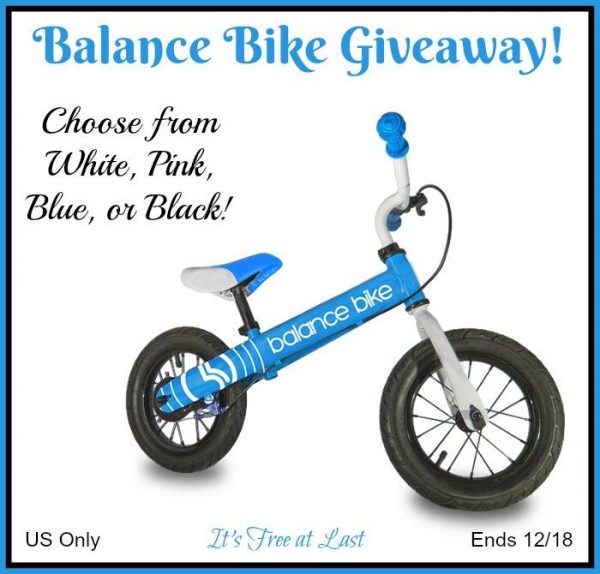 Balance Bike Giveaway - Choose from White, Pink, Blue, or Black Ends 12/18