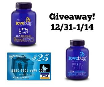 Lovebug Probiotics Giveaway - $25 Visa Gift Card + Product Samples Ends 1/14