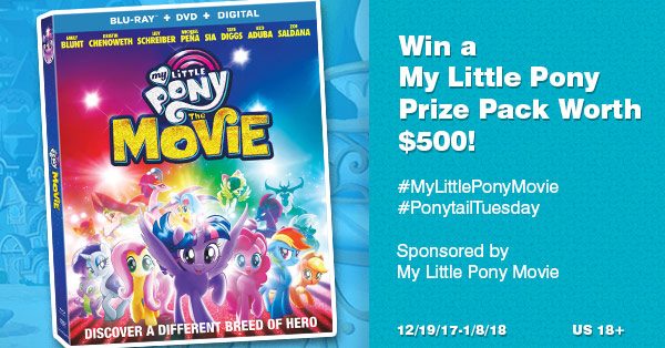 My Little Pony: The Movie Prize pack giveaway valued at $500 Ends 1/8