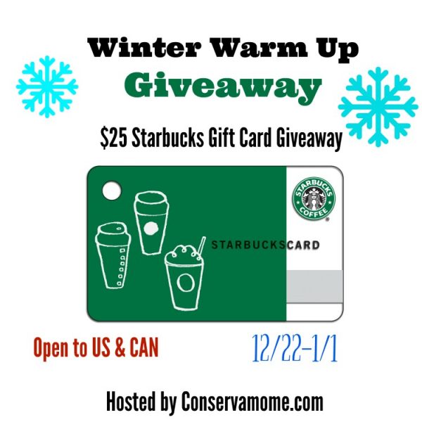 Here is a $25 Starbucks Gift Card Giveaway that you have a chance to win. Open to the US and Canada. Ends 1/1/18. Good Luck!