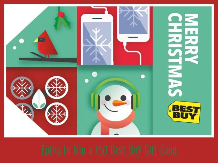 $50 Best Buy Gift Card Giveaway Ends on 12/20 I would so love to win this, how about you? Good Luck.